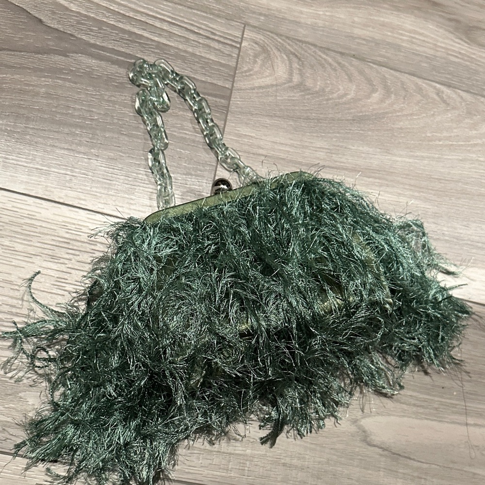 Green Feathered Women's Bag